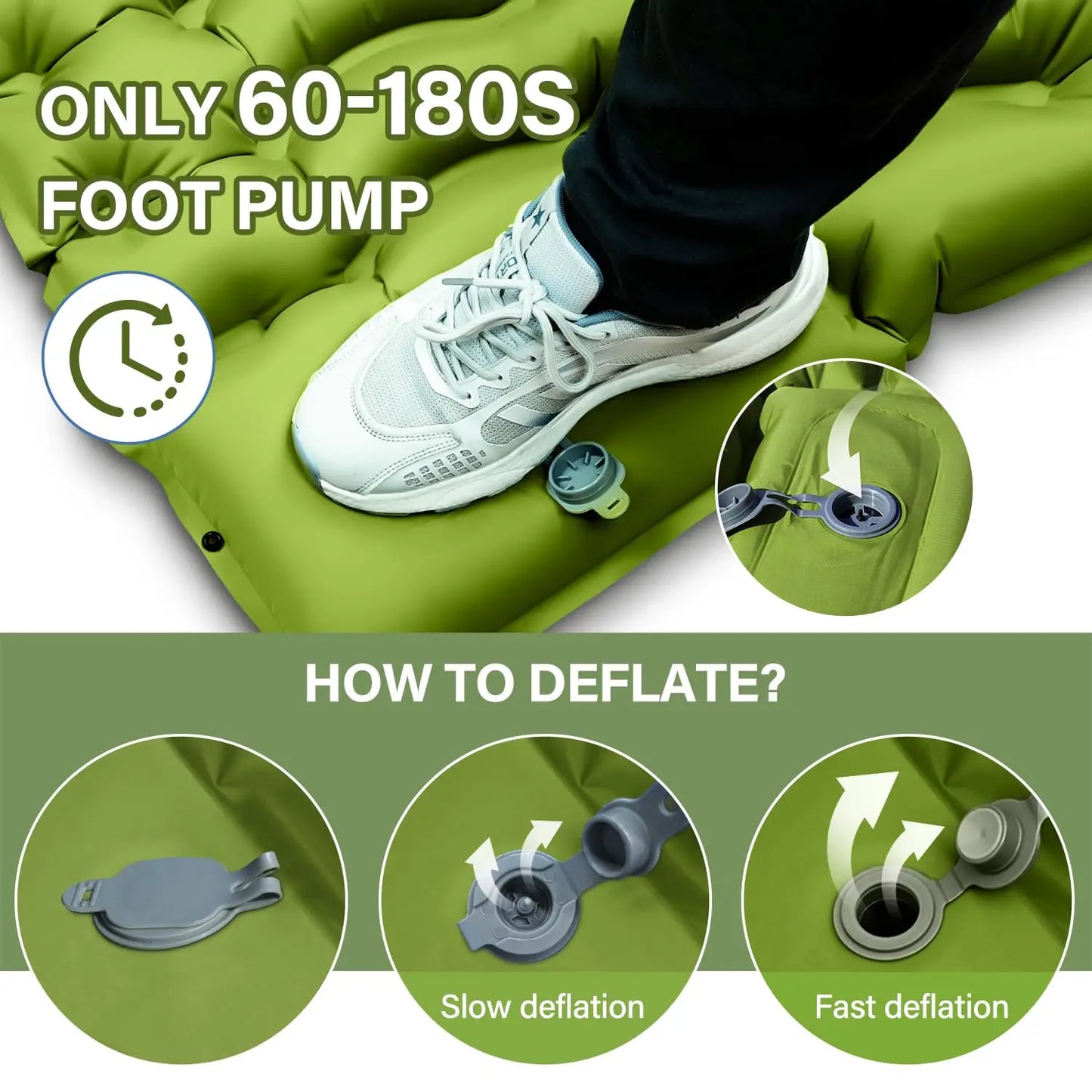 WestTune Double Sleeping Pad 4 Inch Thick With Built Pump