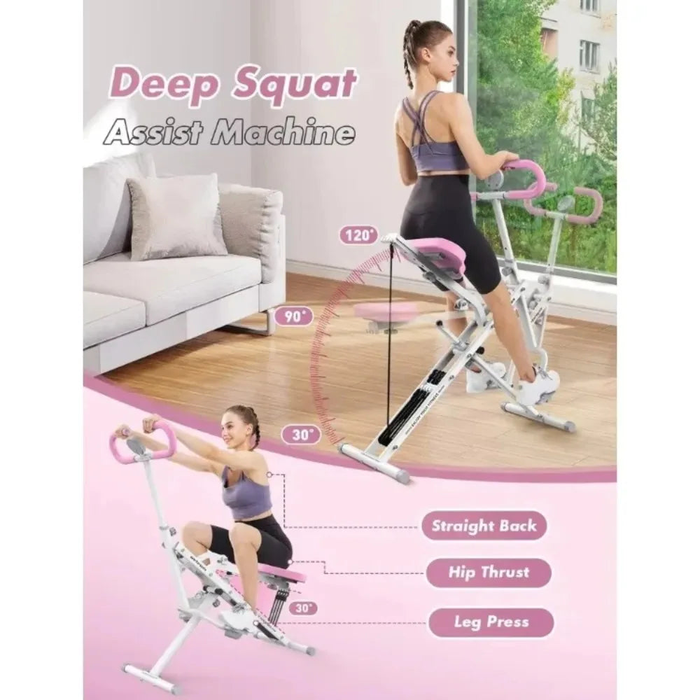 Rodeo Core Foldable Multisystem Quadriceps Rowing Machine With ResistanceBands Home