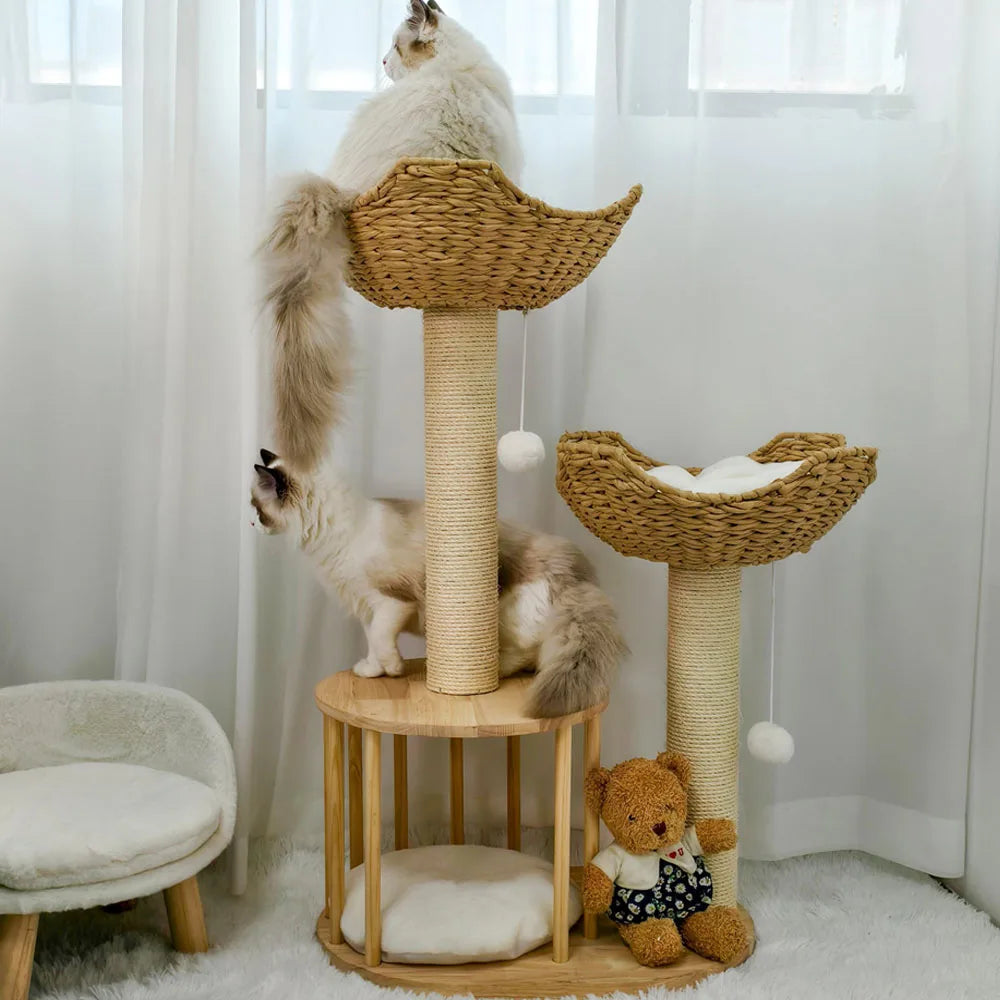 BORWARTCN 3 Tier Cat Tree With Plush Napping Perches