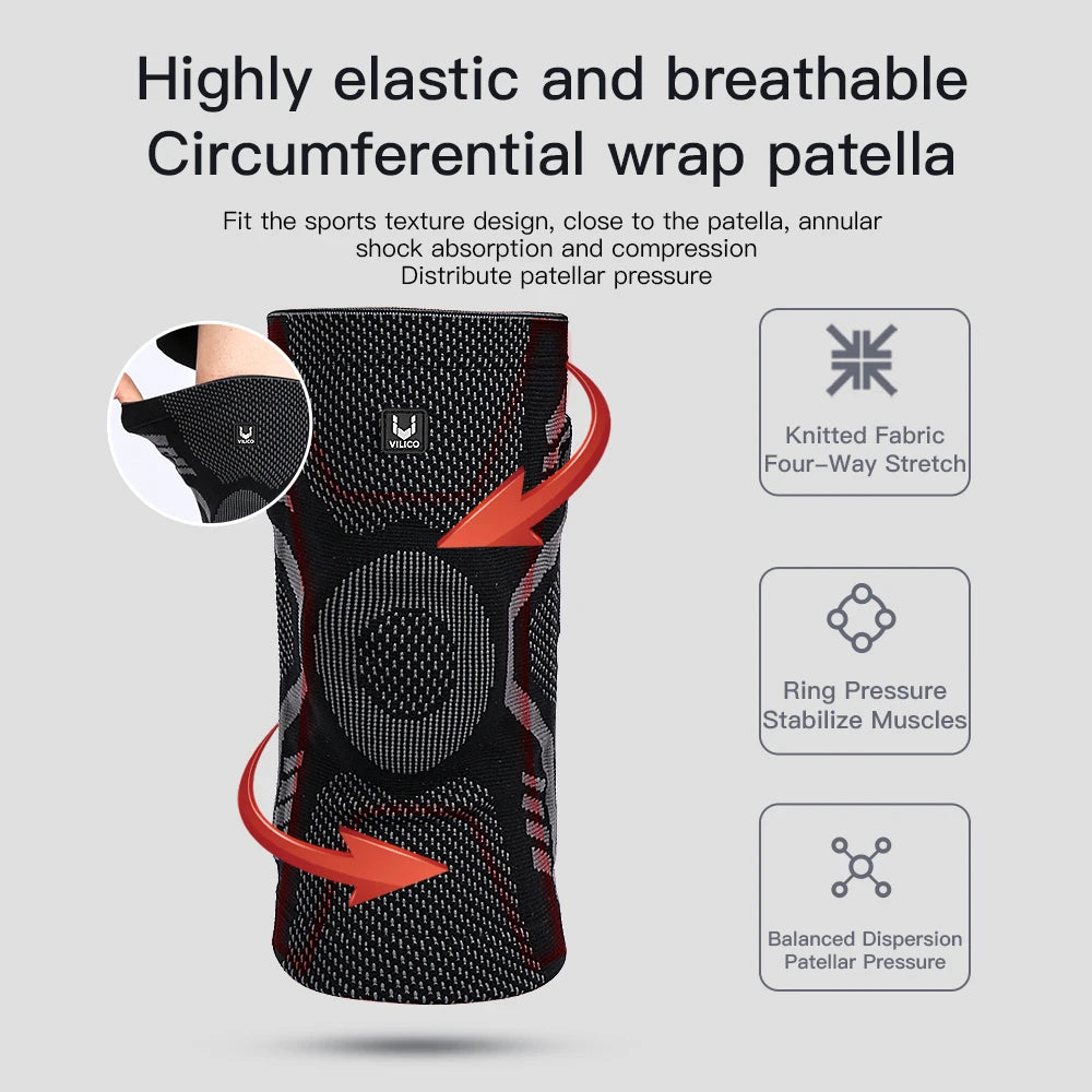 Knee Brace With Silicone Pads Spring Support Breathable