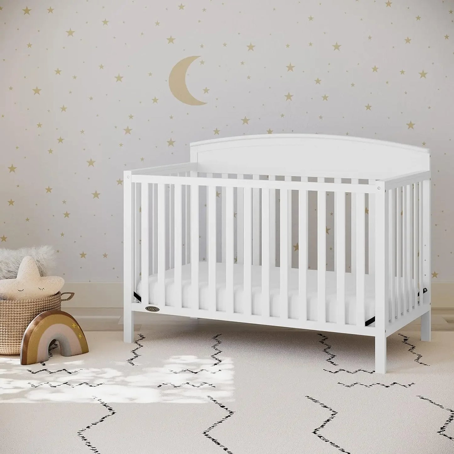 5-in-1 Convertible Crib (White) – Converts from Baby Crib to Toddler Bed, Daybed and Full-Size Bed, Fits Standard Full-Size Crib