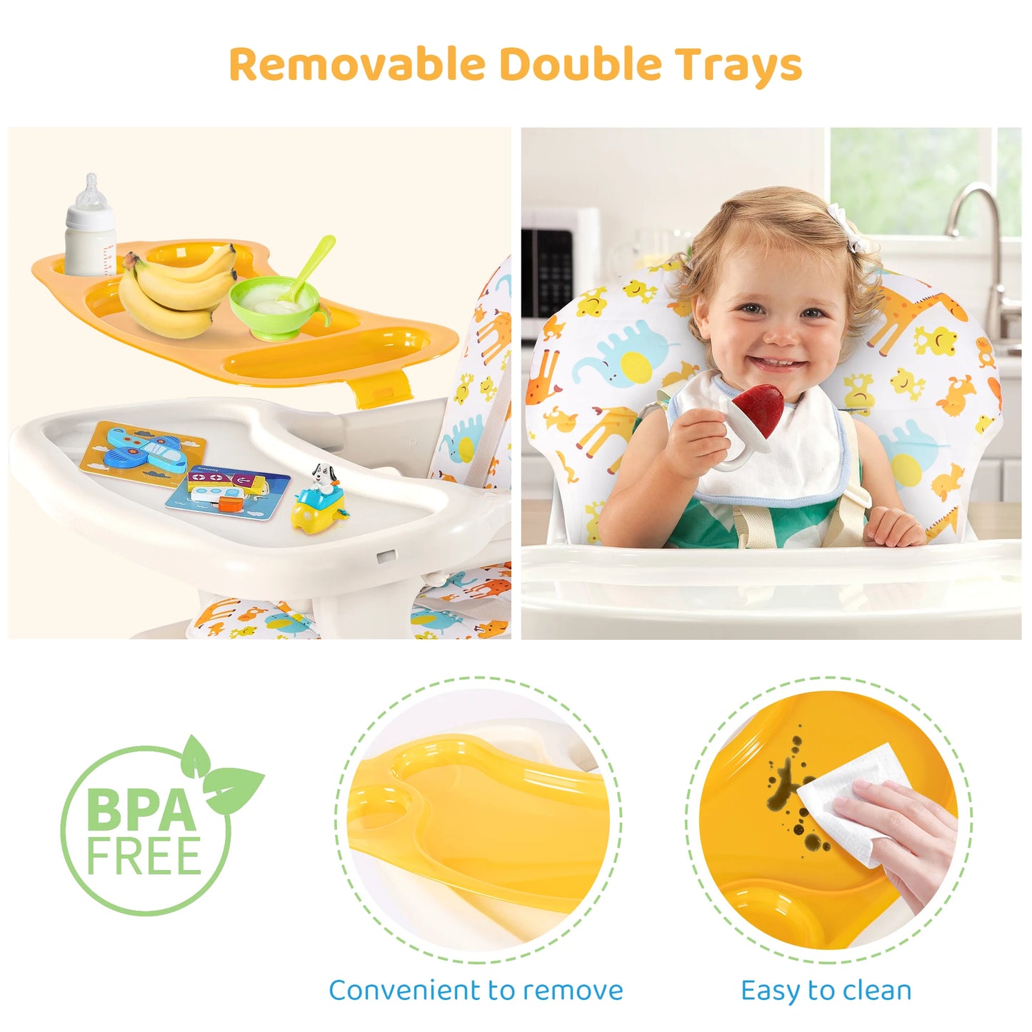 Sejoy 2 In 1 Baby High Chair Foldable With Detachable Tray