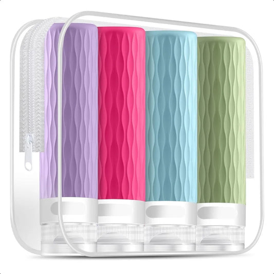 Travel Bottles for Toiletries TSA Approved 3.4oz Silicone Containers BPA Free Leak Proof Refillable Travel Size Bottles