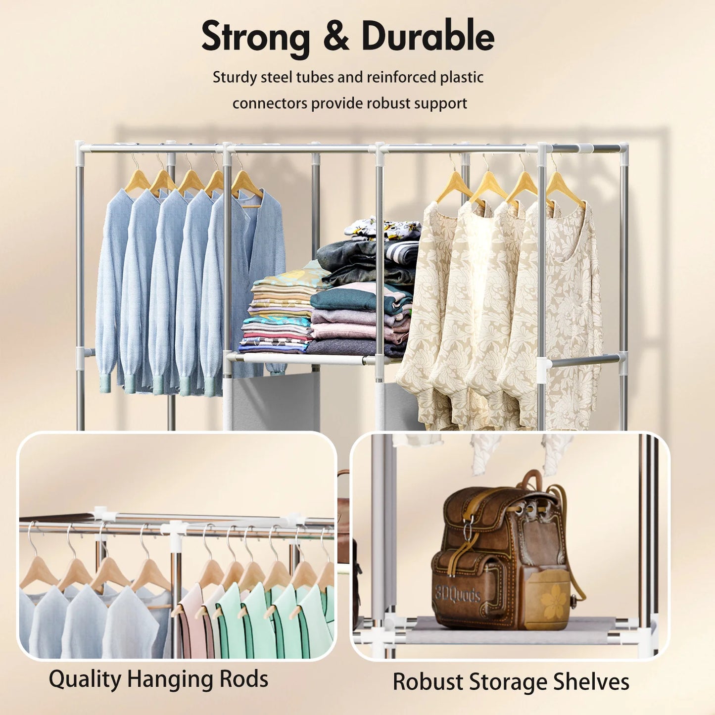 Portable Closet Storage Organizer Wardrobe Large Capacity