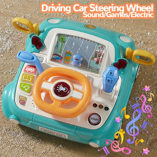 Baby Toy Electric Simulate Driving Car Steering Wheel Early Educational Toy for 0 to 36 Months Toddler Gift