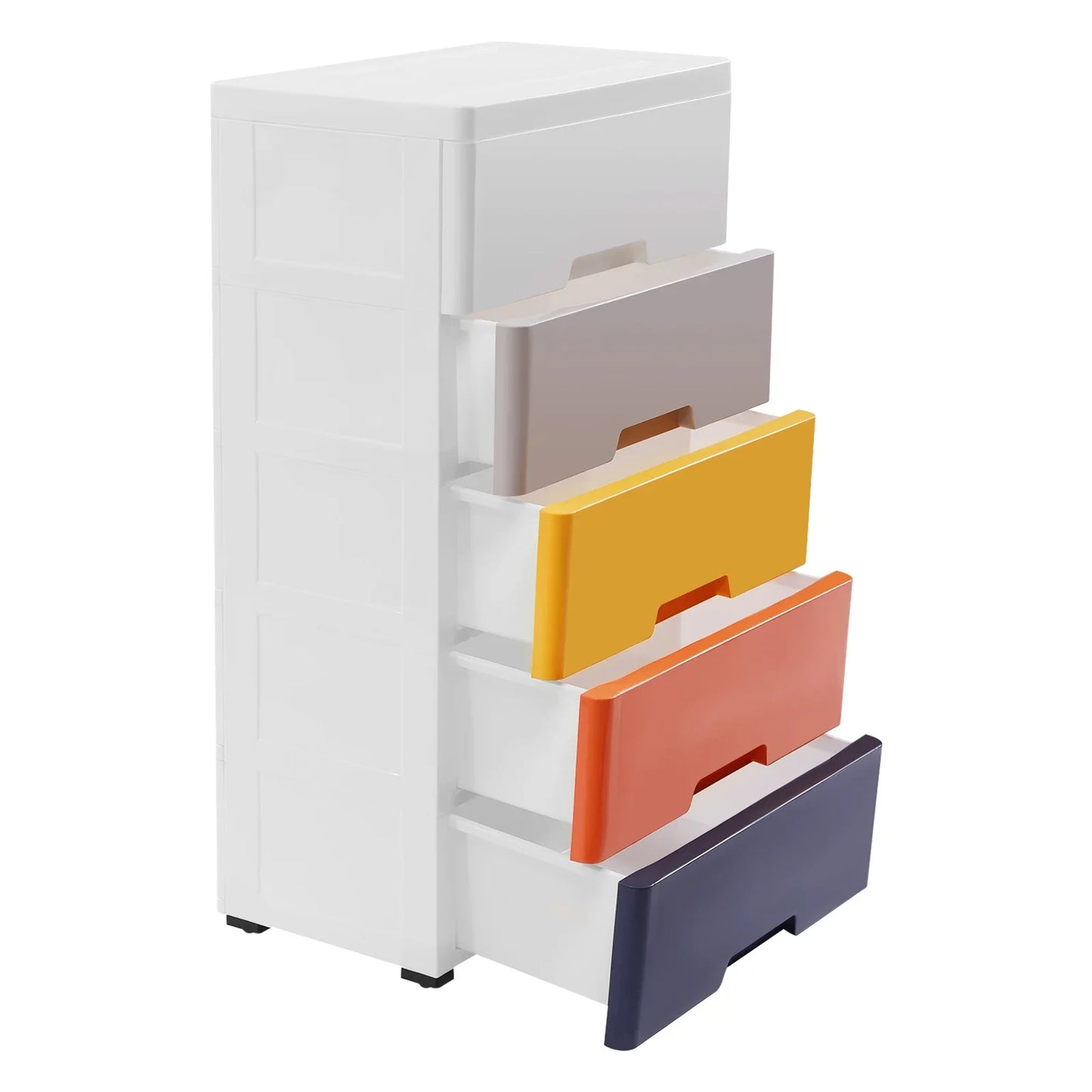 5 Drawer Plastic Dresser With Wheels For Space Saving