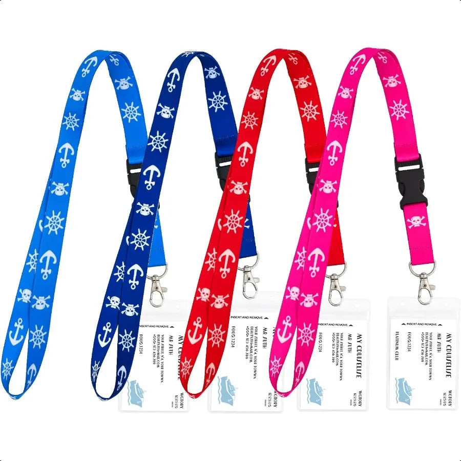 Cruise Lanyards 4 Pack Waterproof Lanyards with ID Badge Reel Holder Detachable Buckle for Ship Key Cards