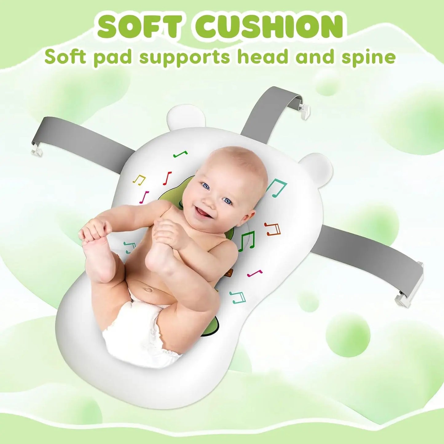 Baby Bath Tub With Foldable Design Bath Cushion And Thermometer