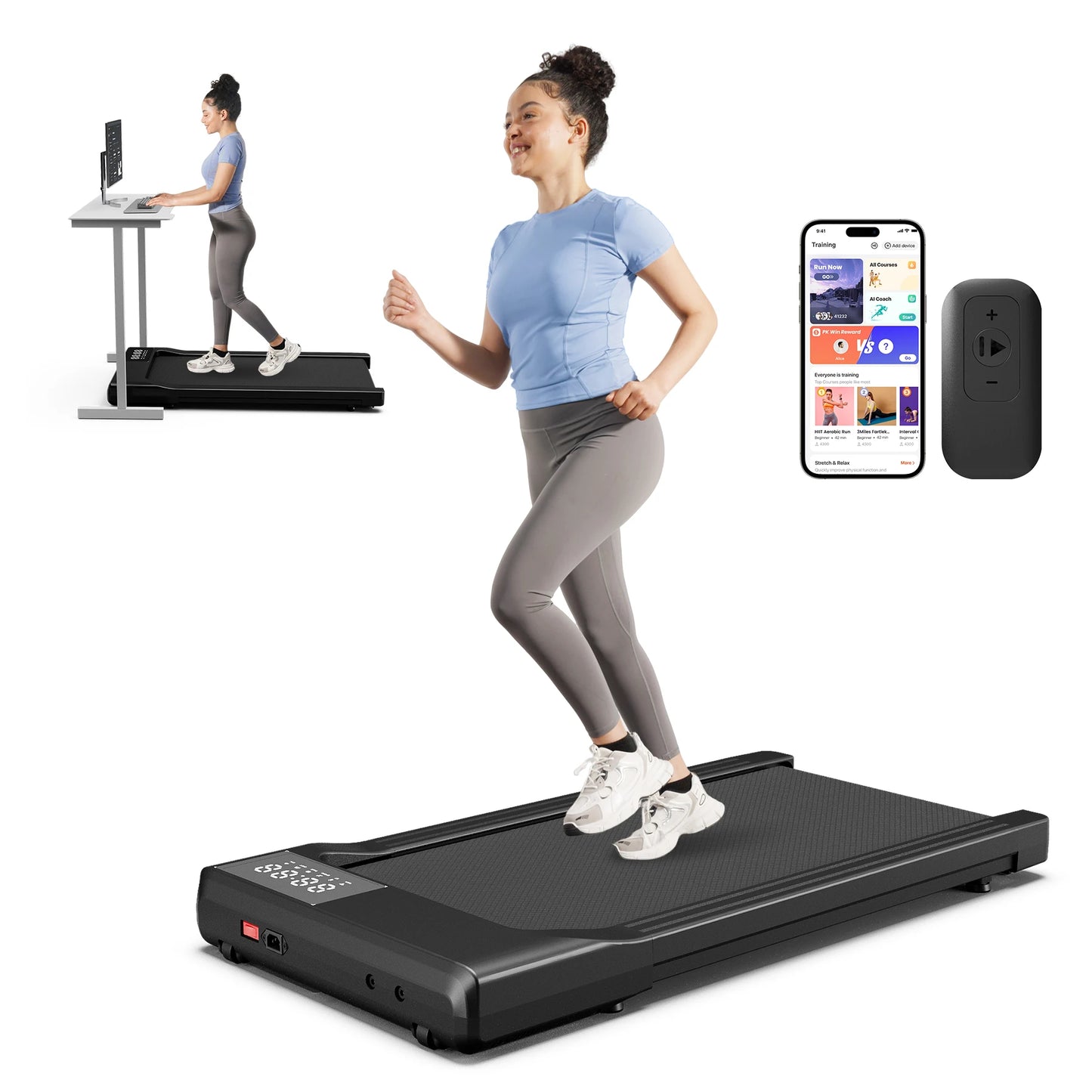 3-in-1 Portable Treadmill with Remote Control LED Display 2.5HP Silent Walking Pad Jogging Machine for Home Office 300 Pounds Capacity
