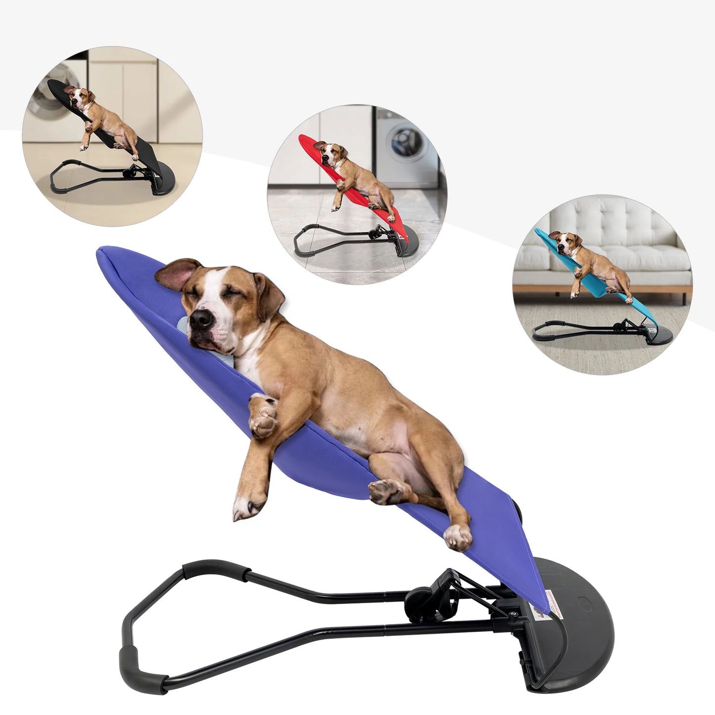Pet Rocking Chair Stainless Steel Bracket Height Adjustable Foldable Portable Puppy Rocker Bed with Anti Slip Pads for Home