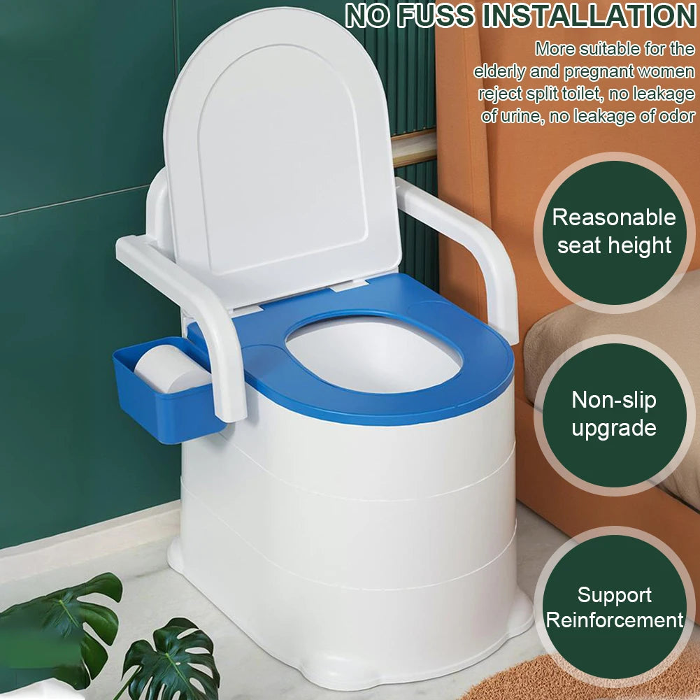 Bedside Commode Portable Squat Toilet Odor Sealed With Armrests