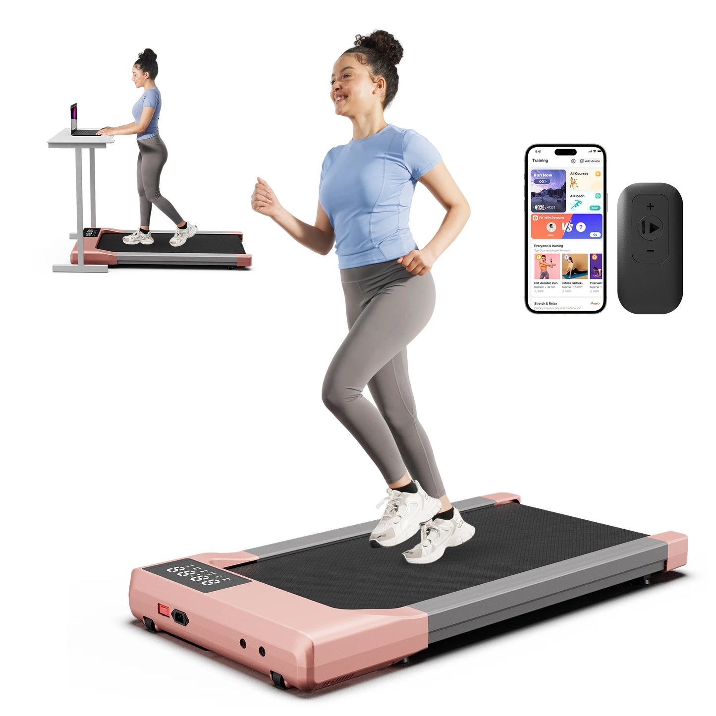 3-in-1 Portable Treadmill with Remote Control LED Display 2.5HP Silent Walking Pad Jogging Machine for Home Office 300 Pounds Capacity