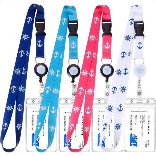 Retractable Waterproof Lanyard with ID Badge Reel Holder and Detachable Buckle for Ship Key Cards and Cruise Essentials