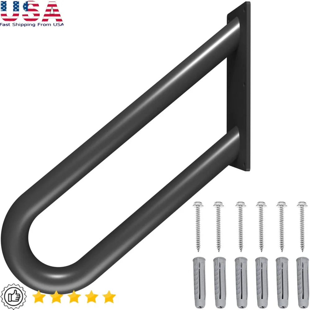 Heavy Duty Wall Mounted Handrails Outdoor Indoor Steps Stair Railing U-Shape Non-Slip Grab Bars Support Elderly Disabled Safety