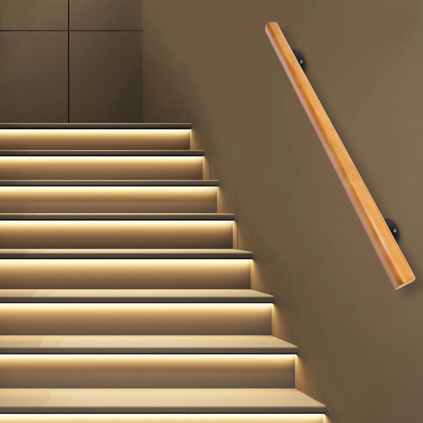 4Ft Solid Wood Stair Handrail Non Slip Interior Railing Pine