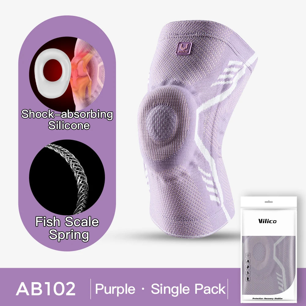 Knee Brace With Silicone Pads Spring Support Breathable
