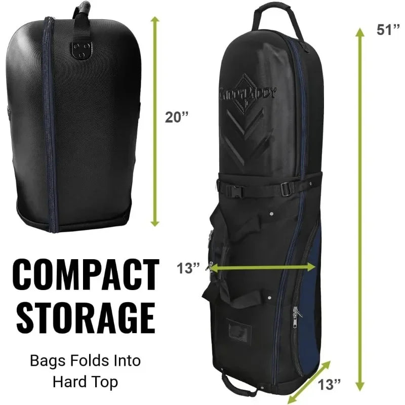 CaddyDaddy Enforcer Golf Travel Bag Soft Sided Cover with Hard Top Protection Wheels and Lockable Extra Large Zippers