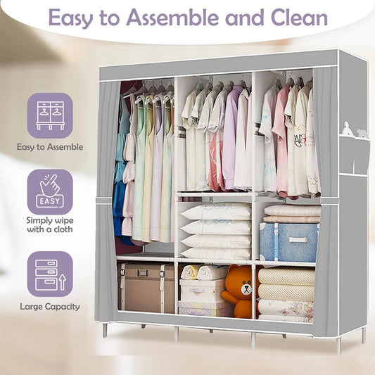 Portable Closet Storage Organizer Wardrobe Large Capacity