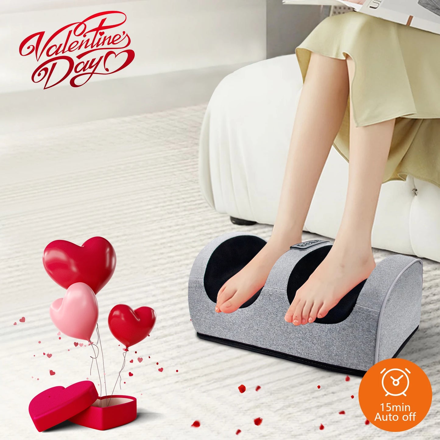 Foot Massage Machine Electric Heating Foot Kneading Leg Massager Home Relaxation Gift for Christmas and Valentine's Day