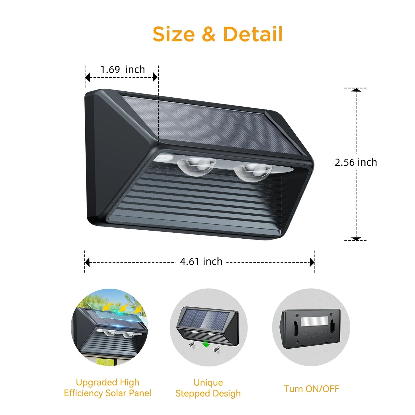 KPSTEK Solar Fence LED Lights For Walls Stairs Yards