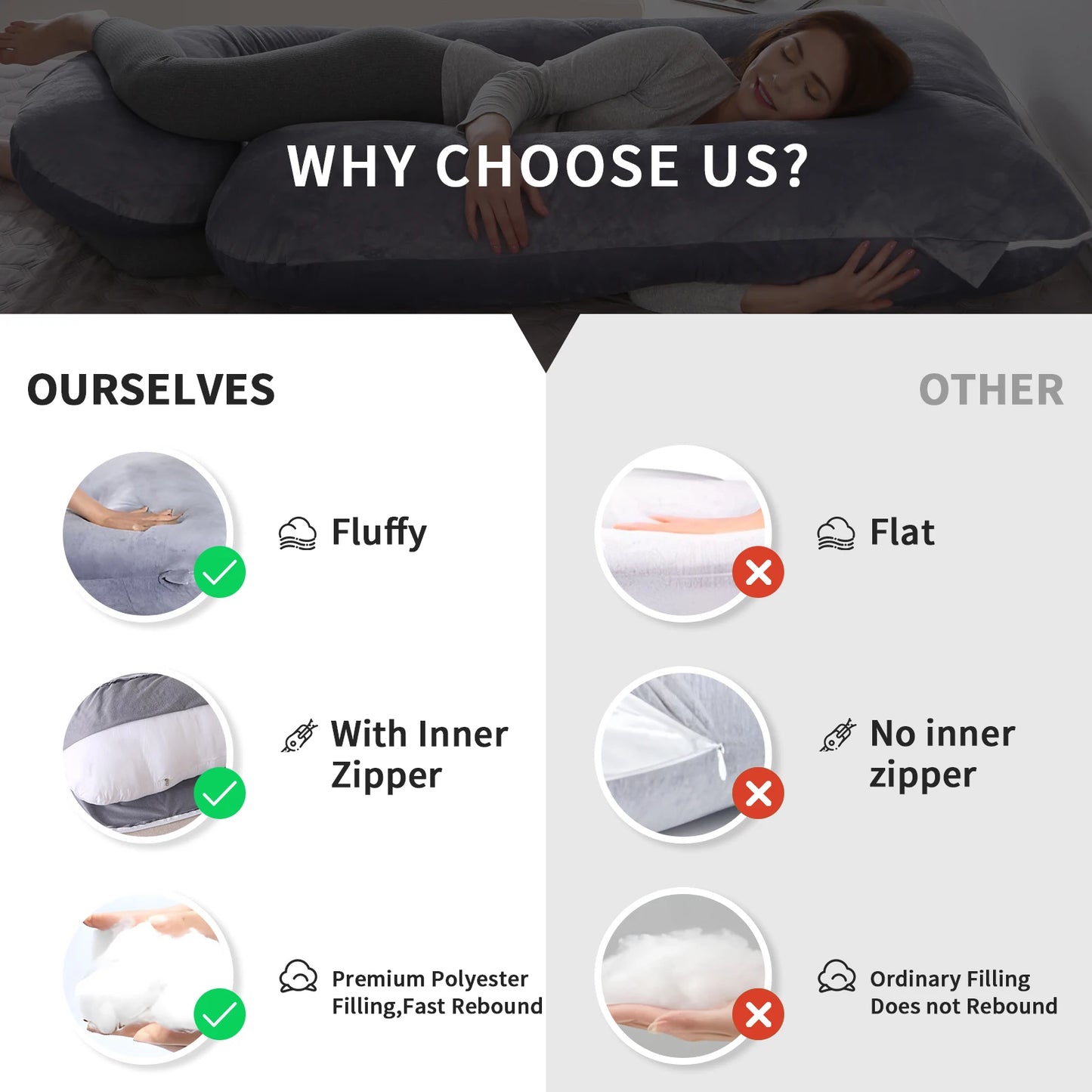 Pregnancy Pillows for Sleeping G Shaped Full Body Maternity Pillow with Removable Cover Support for Belly for Pregnant Women