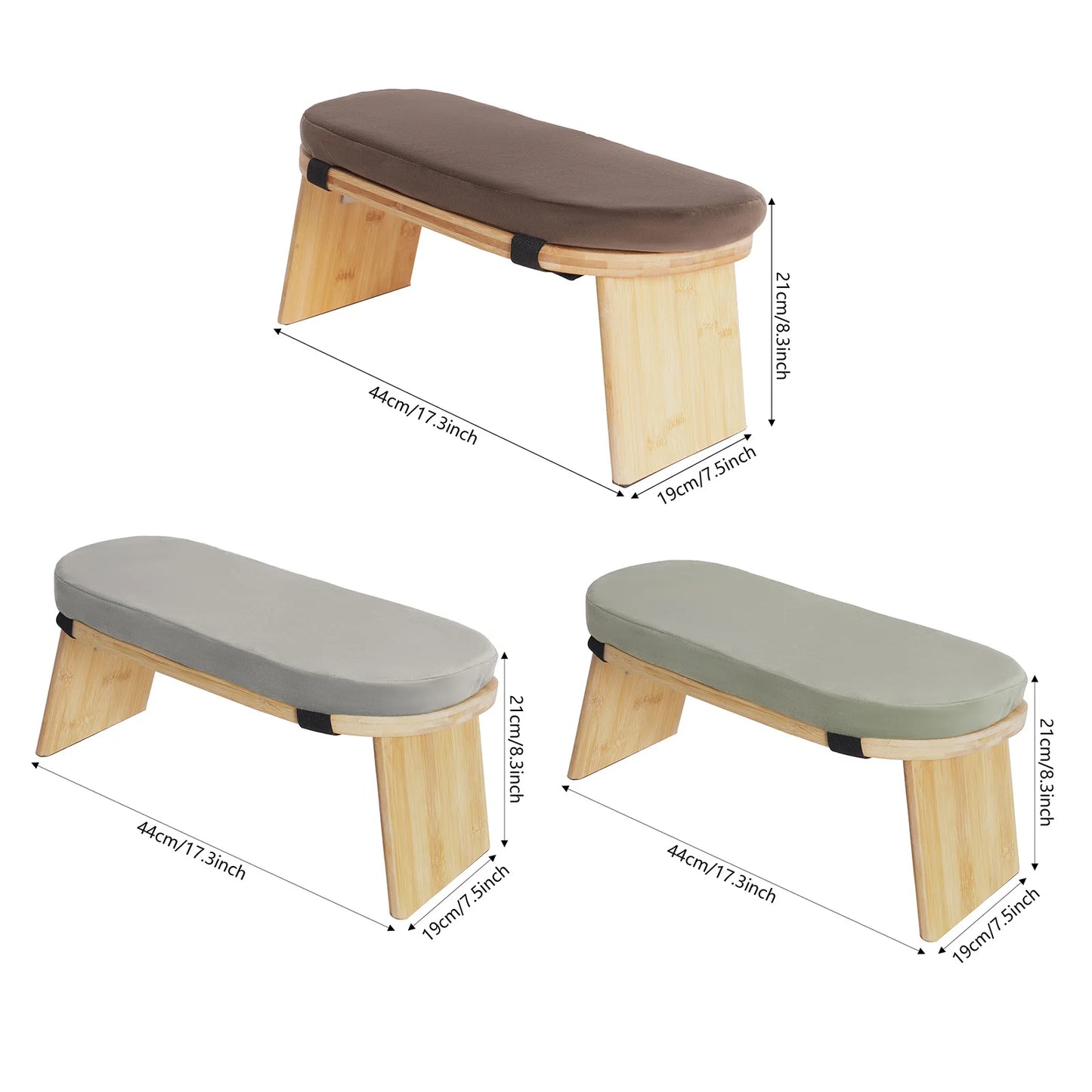 General Use Bamboo Kneeling Meditation Stool Anti Slip Pads