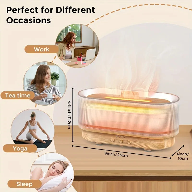 Sejoy 300ml Humidifier for Office and Home Flame Aromatherapy Ultrasonic Essential Oil Diffuser