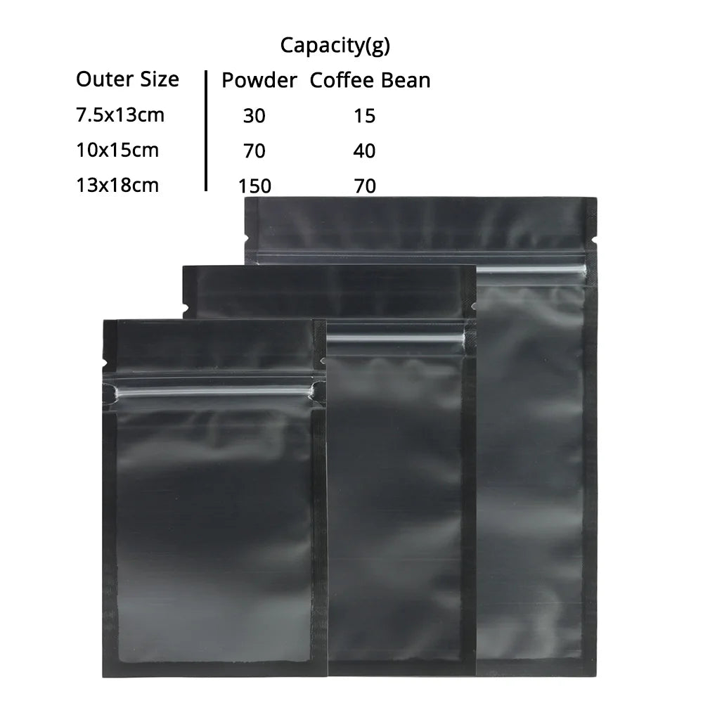 Heat Sealable Flat Plastic Mylar Packaging Bags Reusable Eco Friendly Zipper Matte Black Zip Lock Pouch With Frosted Window