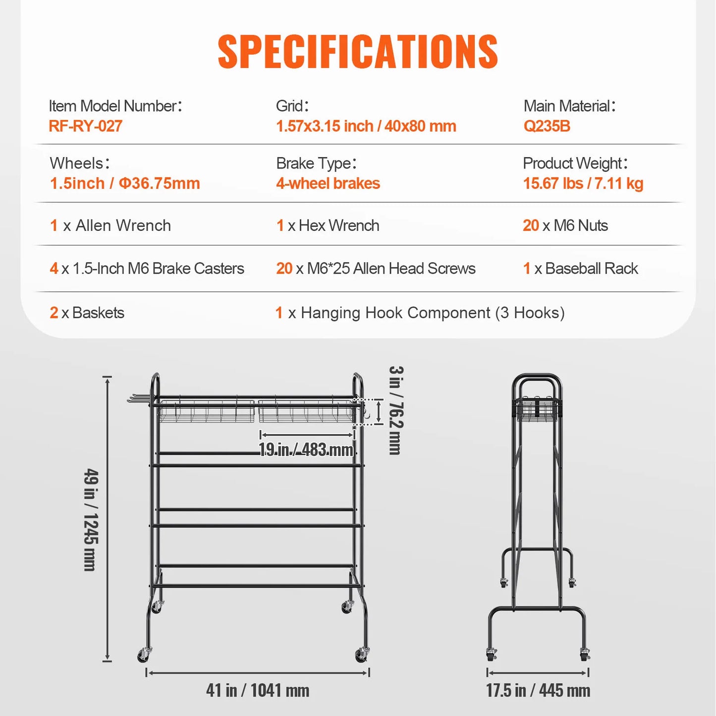 Vevor Four Layer Basketball Rack Rolling Stand With Wheels