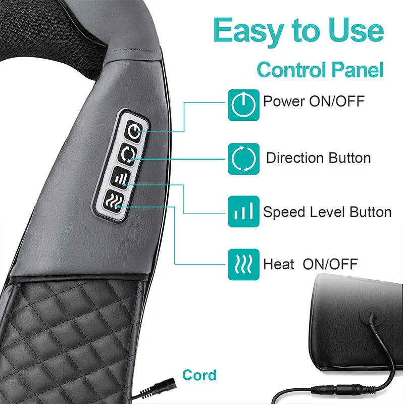 Medcursor Electric Neck And Back Massager Neck And Shoulder Kneading Massage Pillow Cervical Back Massage Shawl