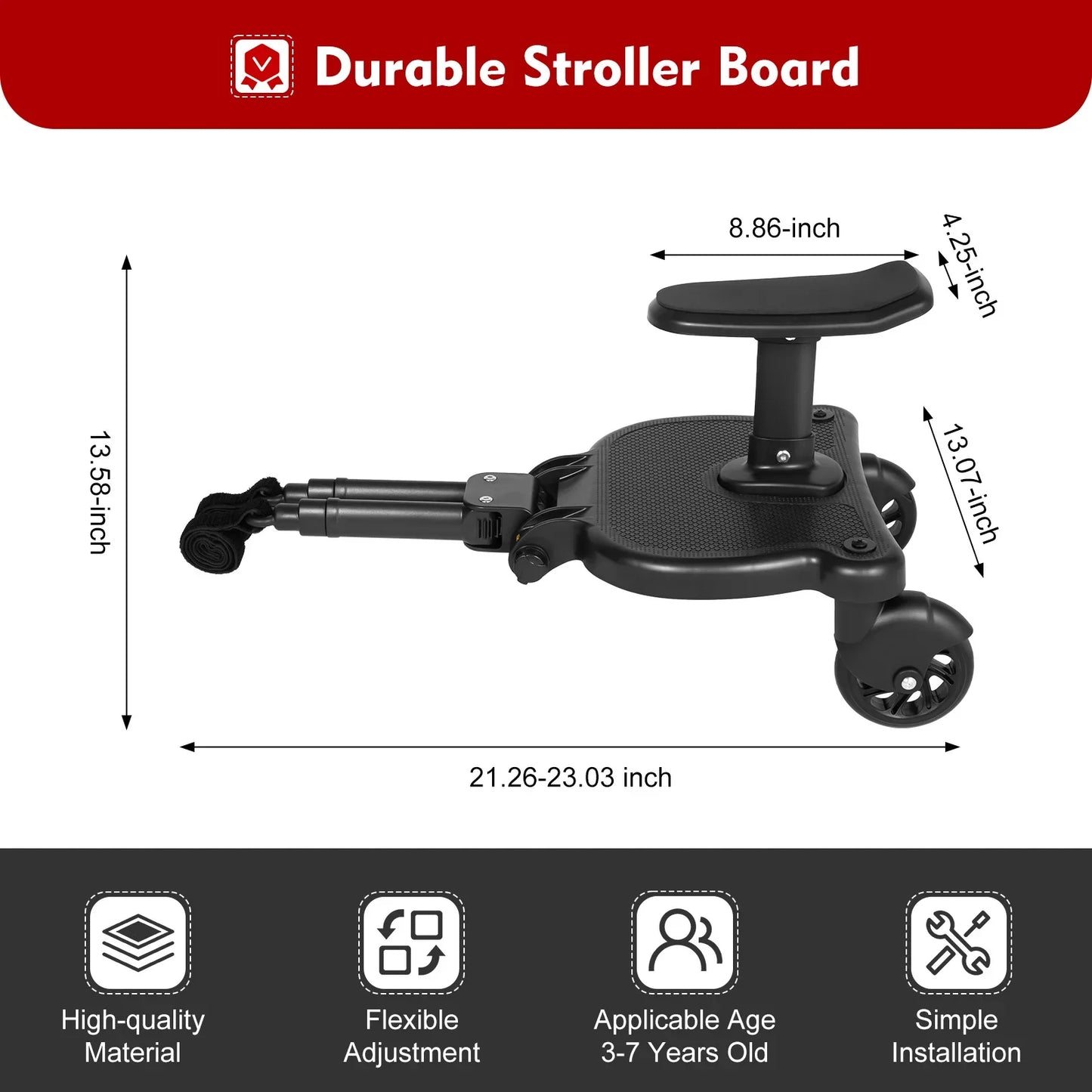 Universal Trolley Pedal Board 2 In 1 Stroller Ride Seat