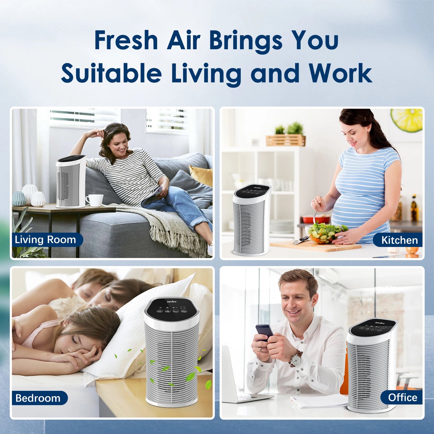 Sejoy Ultraclean Air Purifier With Advanced HEPA TwoHundredSquareFeetCoverage Ionizer