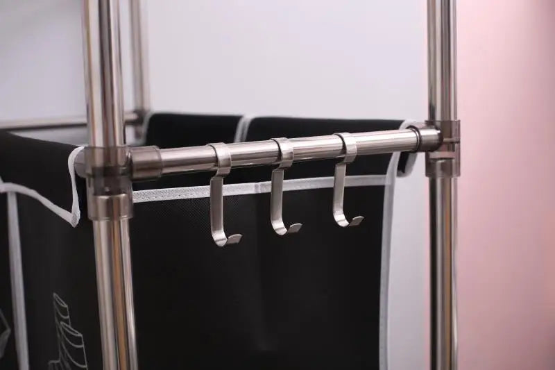 3 Tier Laundry Hamper Sorter with 4 Removable Bags for Clothes Organization Lights Darks and 3 Hooks Included