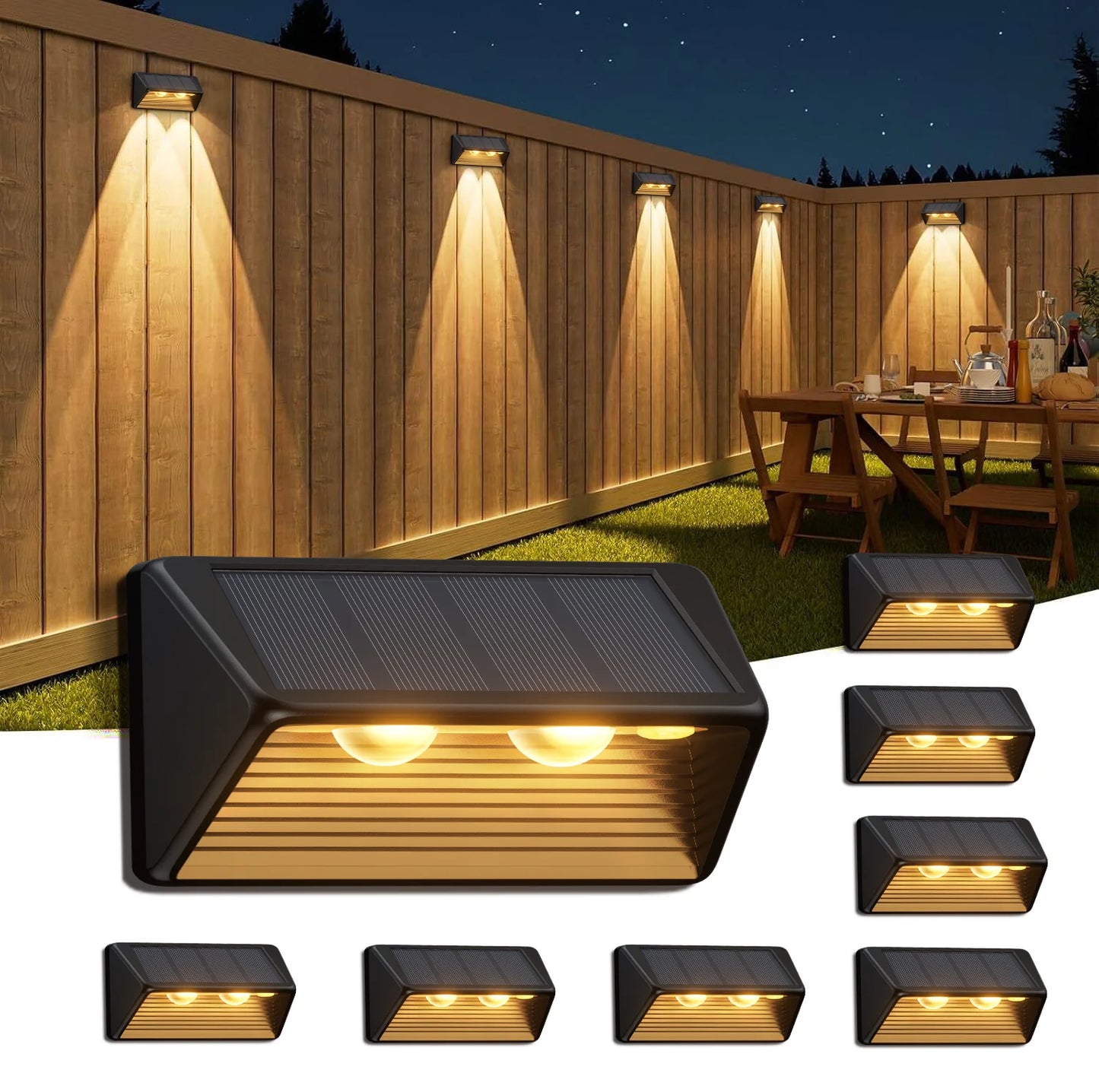 KPSTEK Solar Fence LED Lights For Walls Stairs Yards