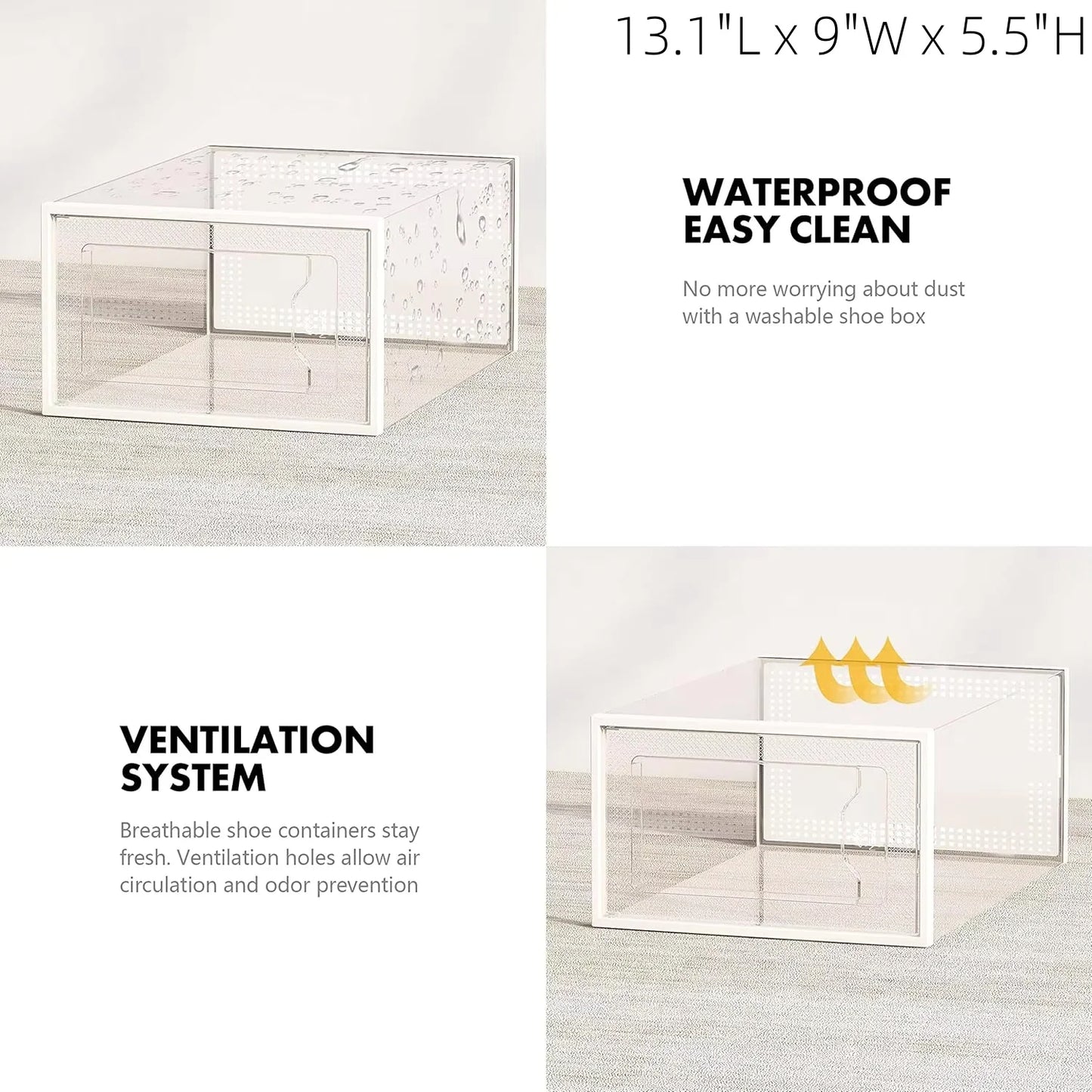 12 Pack Clear Plastic Shoe Storage Box Stackable Organizer Space Saving Foldable Sneaker Bin