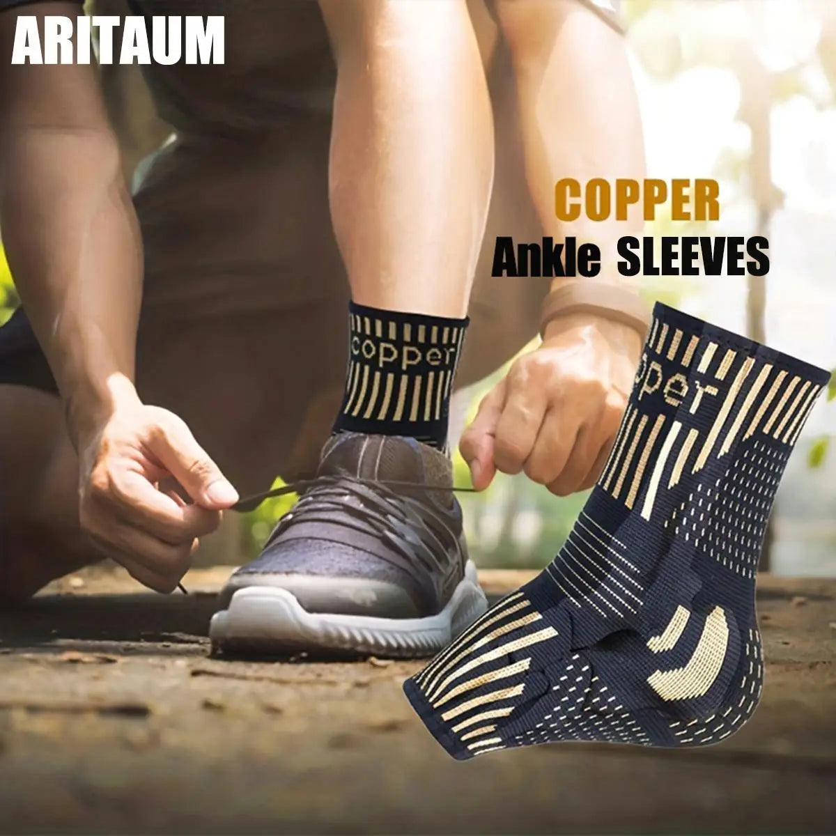 Compression Copper Ankle Support Sleeve for Injury Recovery Joint Pain Relief and Plantar Fasciitis Foot Socks with Arch Support