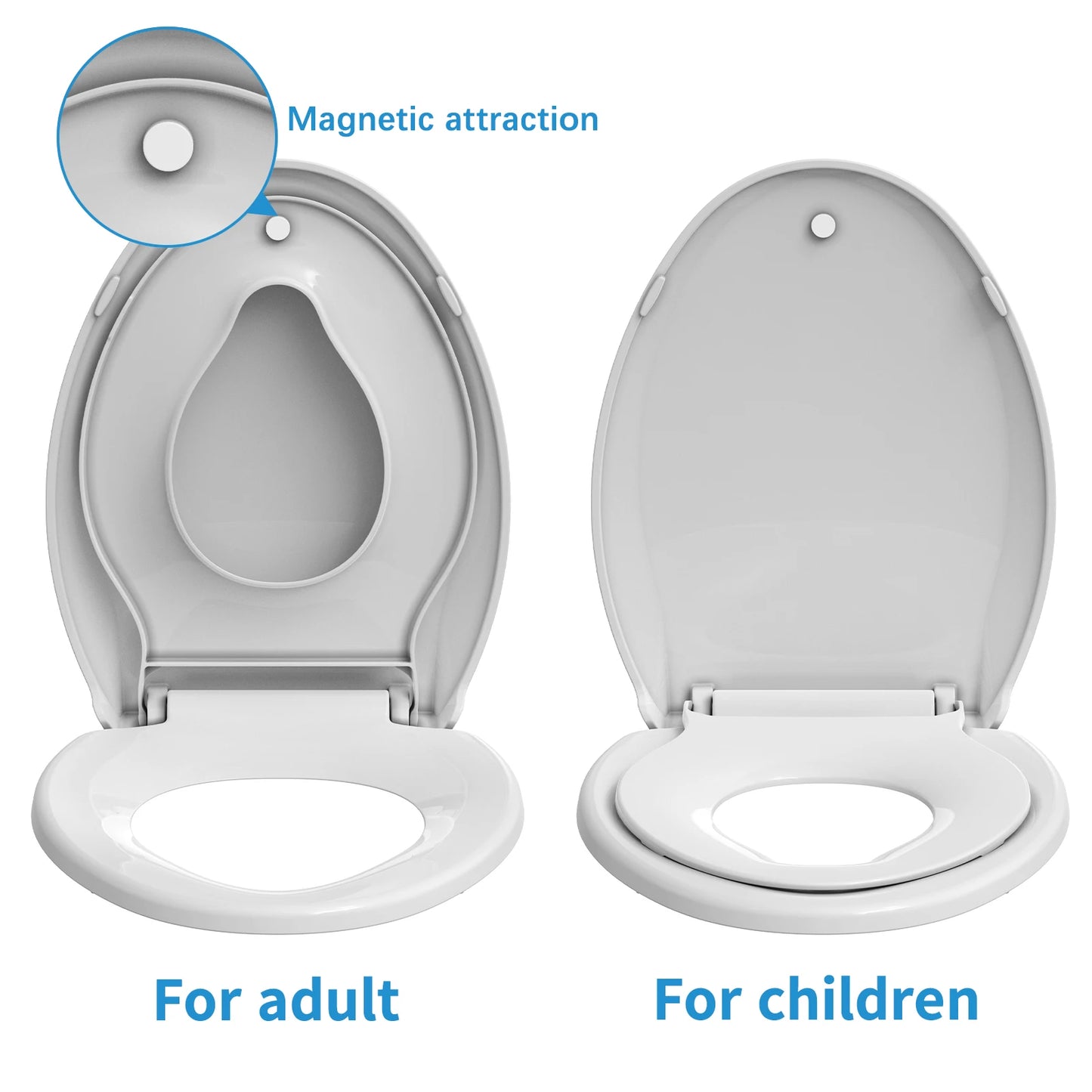 Elongated Toilet Seat with Built in Potty Training Seat and Slow Close Cover Fits Both Adult and Child