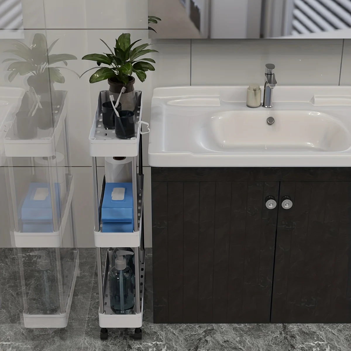 3/4 Tier Slim Rolling Storage Rack for Narrow Spaces