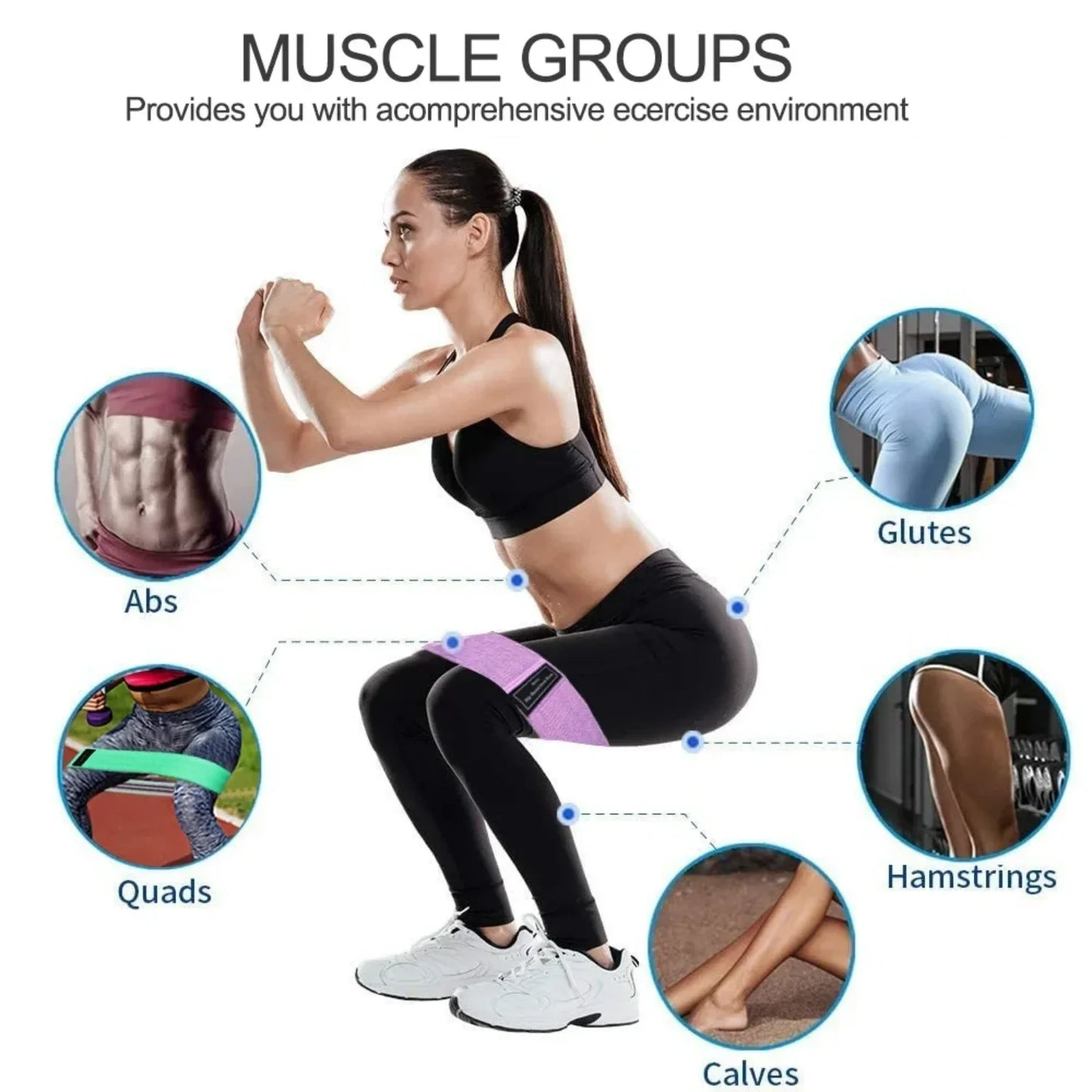 1 2 3PCS Elastic Bands Fitness Resistance Bands Yoga Pilates Circle Expander Bands Gym Training Workout Equipment