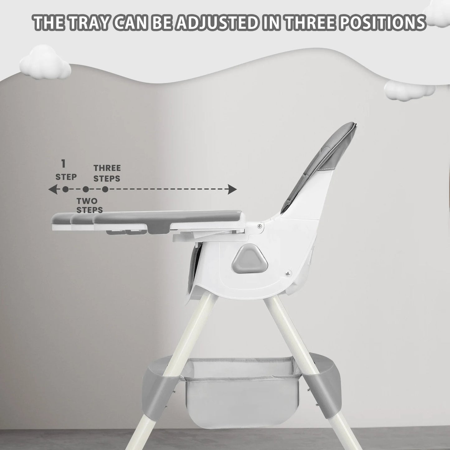 Ubravoo Foldable Baby High Chair for 6 Months Plus with Large Antislip Pad and Toy Rack Easy to Clean Feeding E500