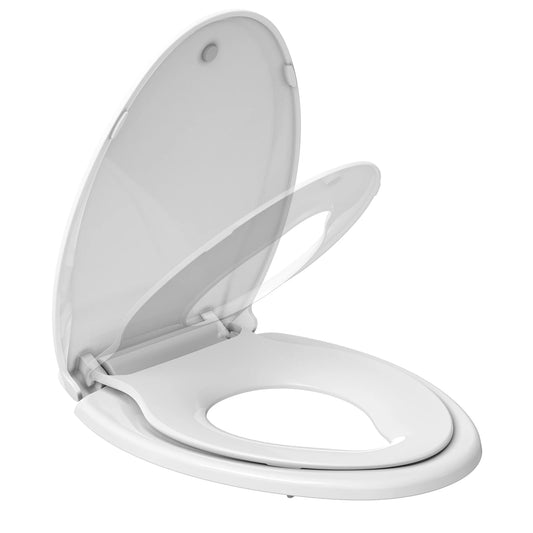 Elongated Toilet Seat with Built in Potty Training Seat and Slow Close Cover Fits Both Adult and Child