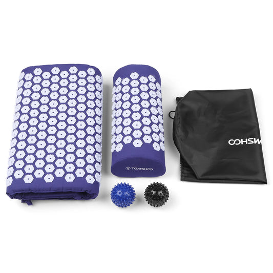 Massager Cushion Massage Yoga Mat Acupressure Spike Mat and Pillow Set for Stress Relief and Pain Relief