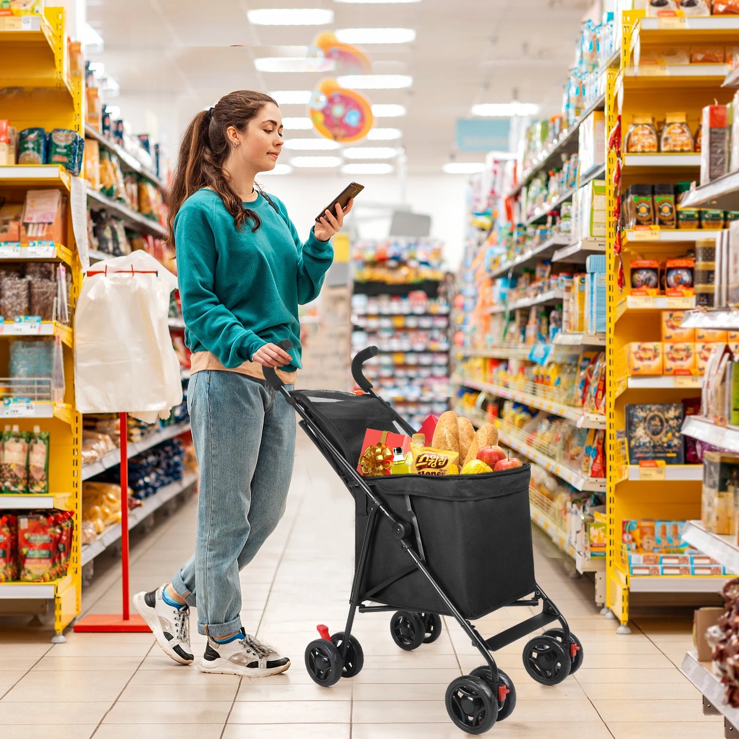 Multifunctional Folding Portable Cart Durable Lightweight Market Trolley Pet Stroller for Picnic