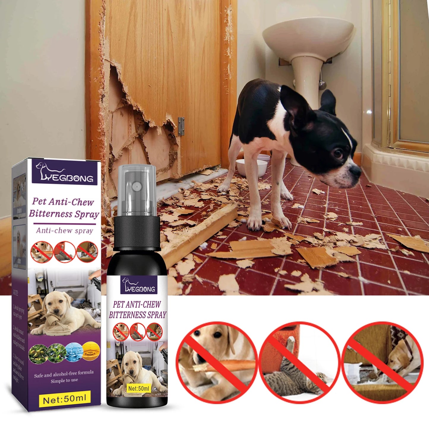 Pet No Chew Spray Bitter Liquid for Dogs and Cats Anti Gnawing and Biting Behavior Modification 50ml