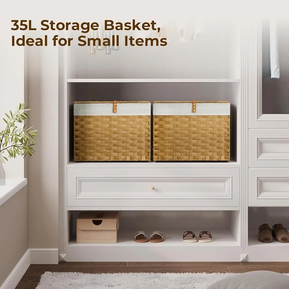 35L Foldable Storage Basket Lid Removable Liner And Handles