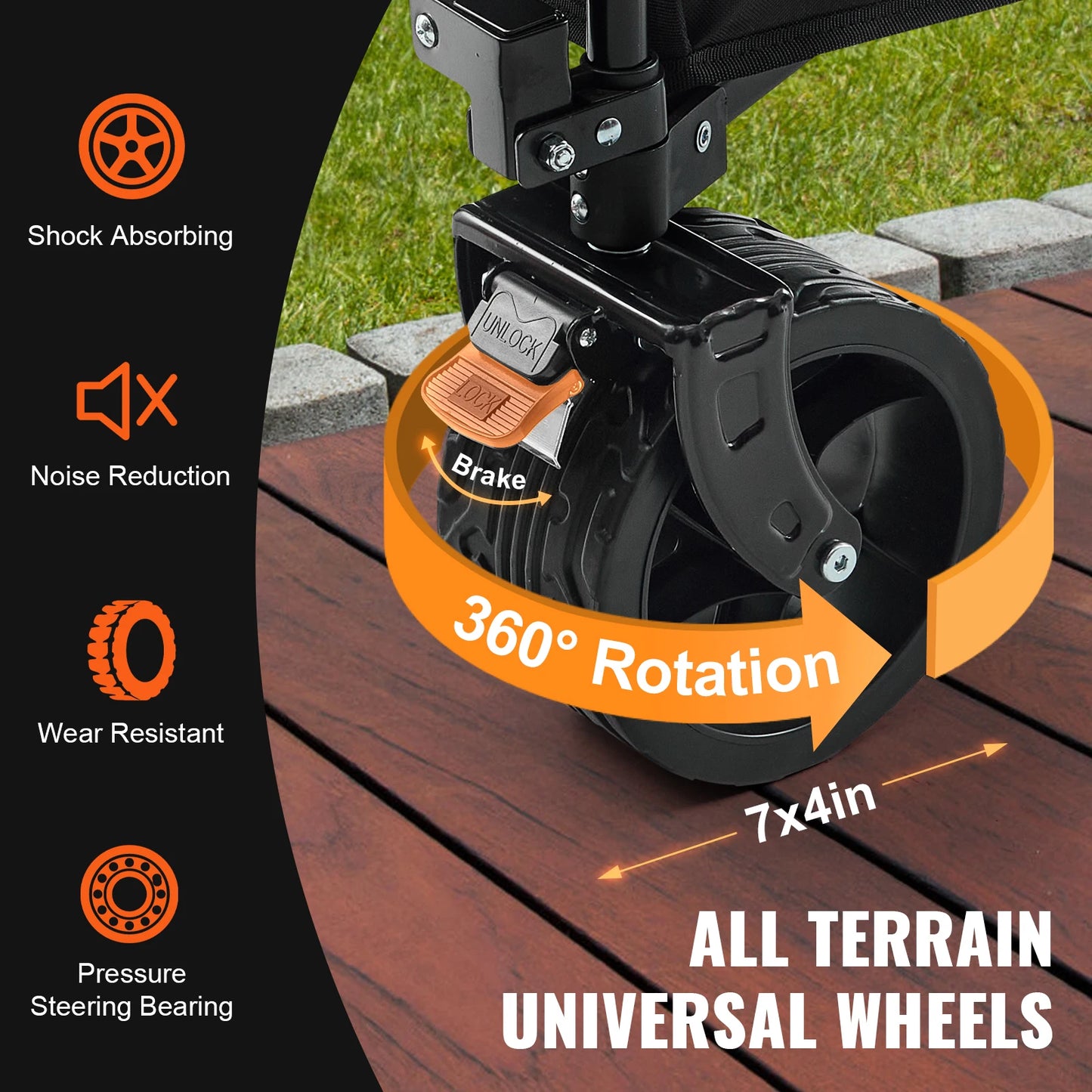 SucceBuy Collapsible Folding Wagon All Terrain Wheels