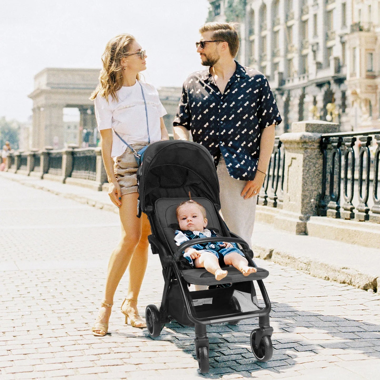 Standard Stroller Seat Foldable Portable Newborn Stroller Luxury Baby Carriage Suit for Baby and Toddlers 360 Degree Swivel Seat