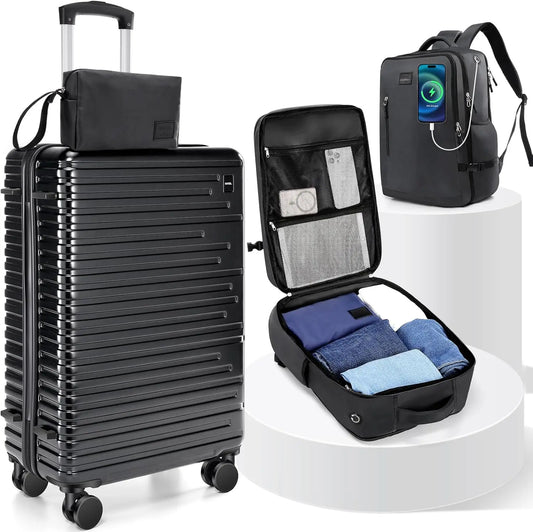 HOTEELCN Luggage Set Hardshell ABS PC Spinner Suitcases