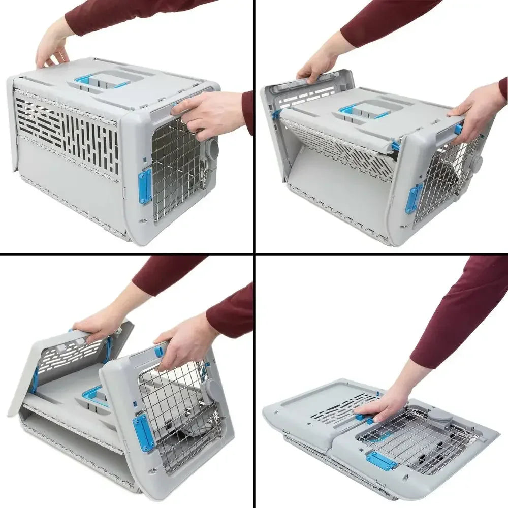 Portable Collapsible Dog Kennel Small Gray 19 Inch Carry