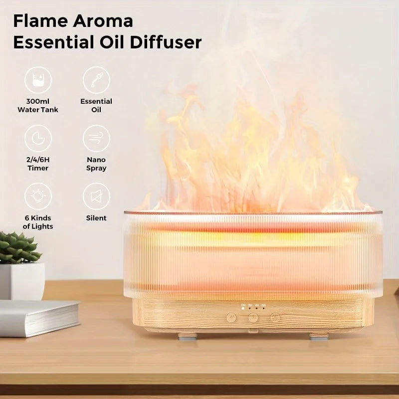 Sejoy 300ml Humidifier for Office and Home Flame Aromatherapy Ultrasonic Essential Oil Diffuser